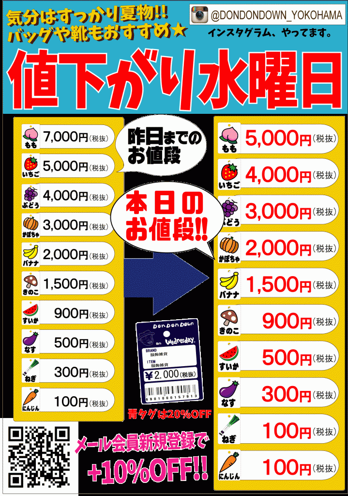 ドンドンダウン　値下り水曜