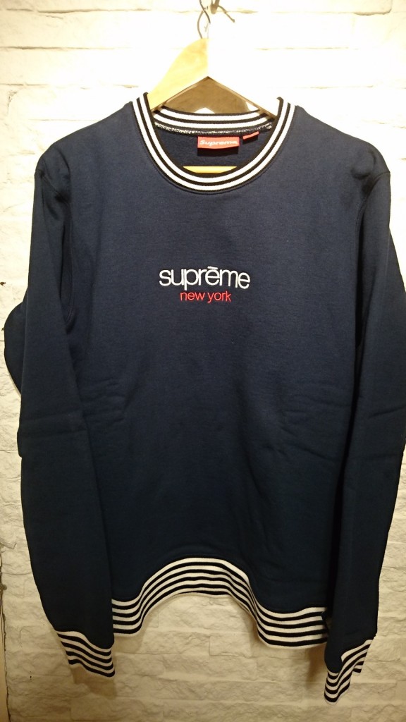 supreme 14AW Classic Logo Striped Crewneck  (1)