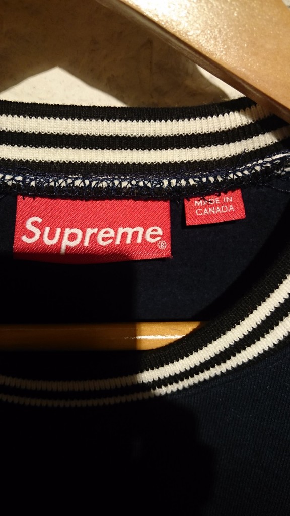 supreme 14AW Classic Logo Striped Crewneck  (3)