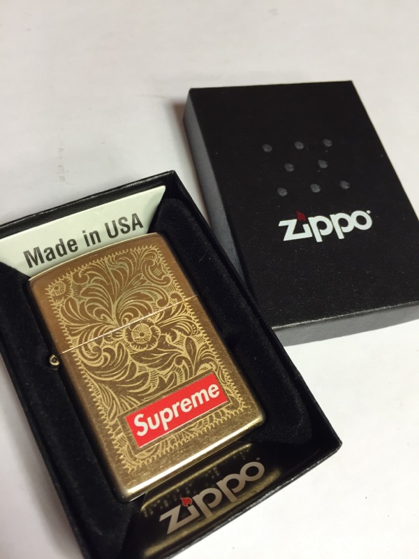 極美品 supreme engraved brass zippo 14fw-