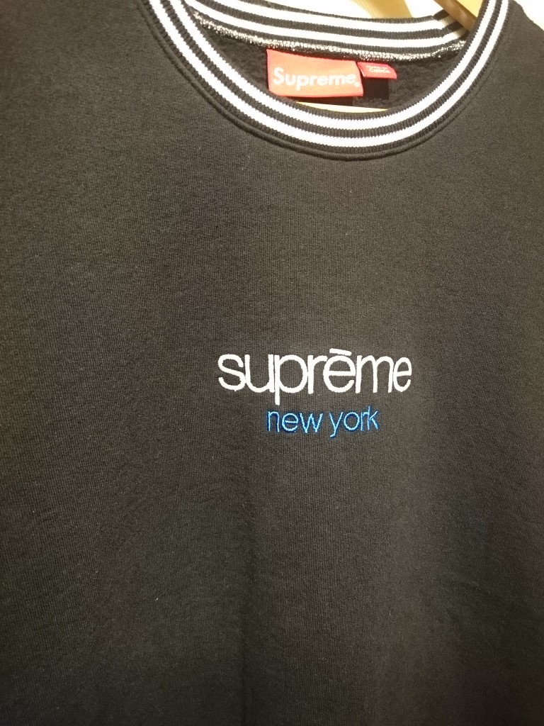 Supreme -14aw  Classic Logo Striped Rib Crewneck (2)