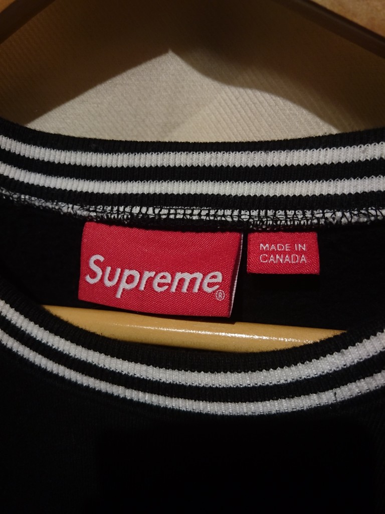 Supreme -14aw  Classic Logo Striped Rib Crewneck (3)